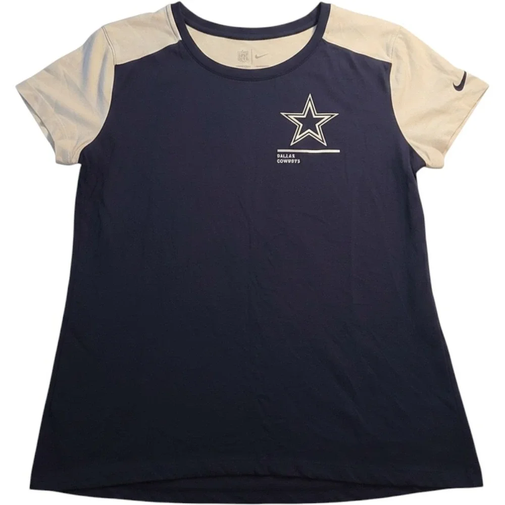 Nike Dallas Cowboys T-Shirt Womens Size M Blue New NFL Dri-FIT Colorblock Star